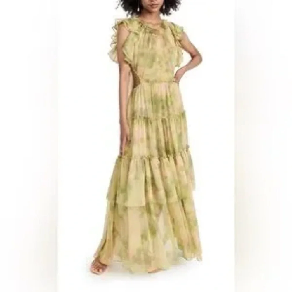 MISA Los Angeles Lana Dress in Chartreuse Abstract - Picture 8 of 9